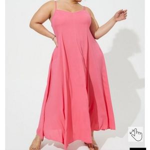 🆕️🥭 3X VIVID CORAL MAXI CHALLIS TRAPEZE DRESS🥭